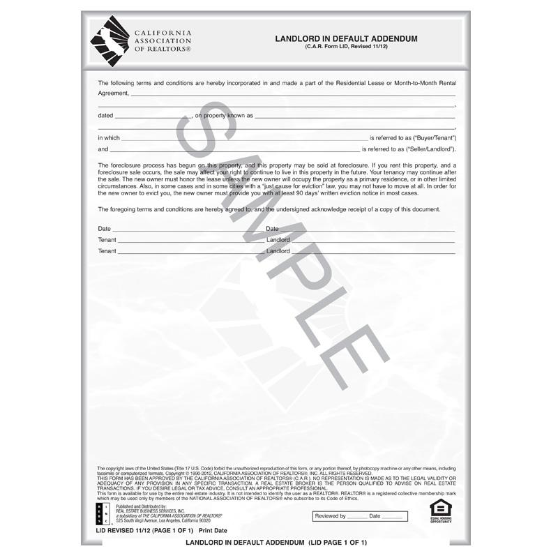 LID - Landlord in Default Addendum