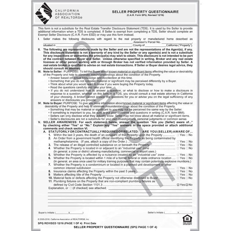 SPQ - Seller Property Questionnaire