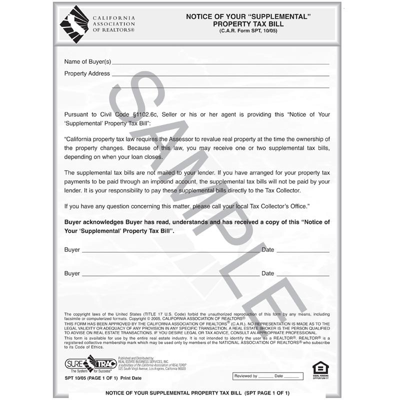 SPT - Notice of Your "Supplemental" Property Tax Bill