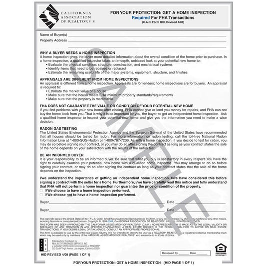 HID - Hud Notice to Purchase