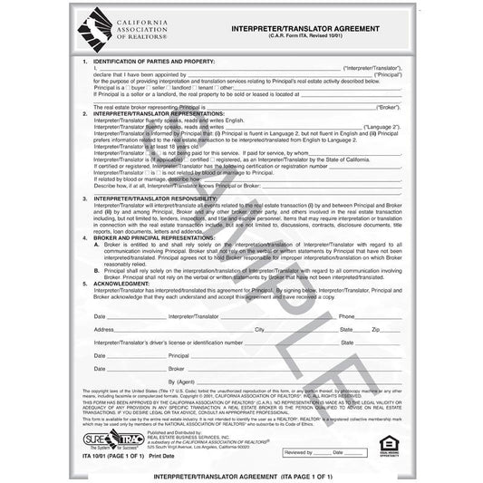 ITA - Interpreter/Translator Agreement