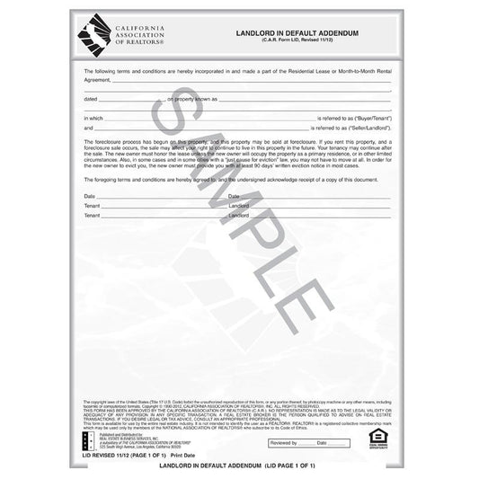 LID - Landlord in Default Addendum
