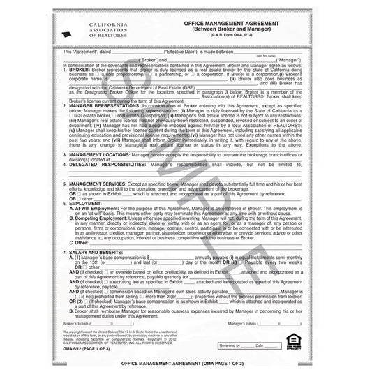 OMA - Office Management Agreement