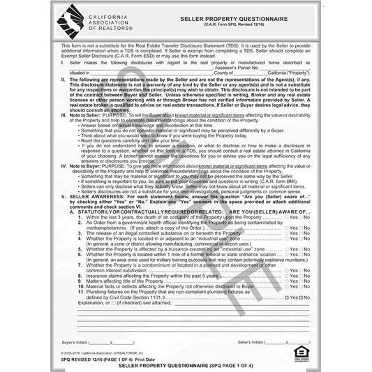 SPQ - Seller Property Questionnaire