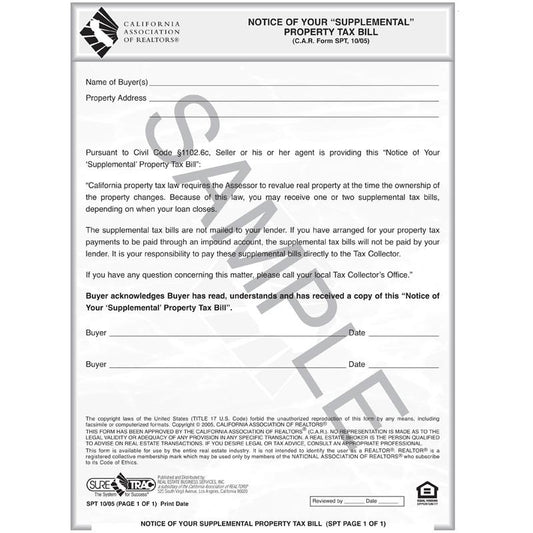 SPT - Notice of Your "Supplemental" Property Tax Bill