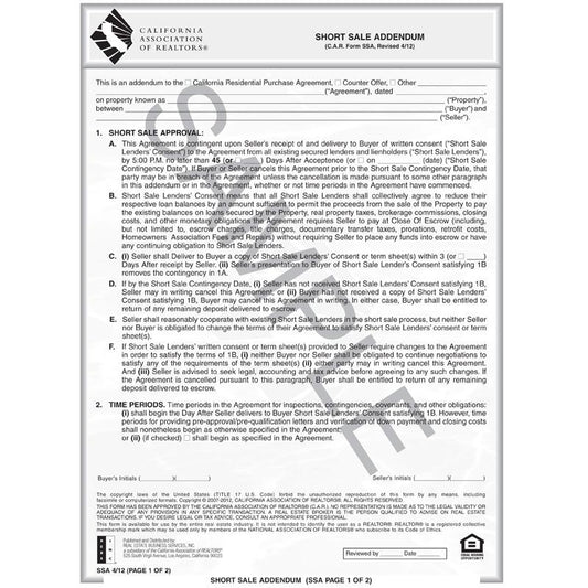 SSA - Short Sale Addendum
