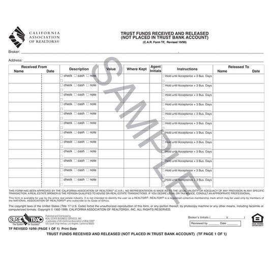 TF - Trust Funds Received & Released (Not Placed In Trust Bank Acct.)