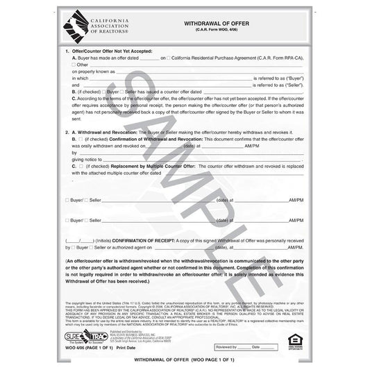 WOO - Withdrawal of an Offer